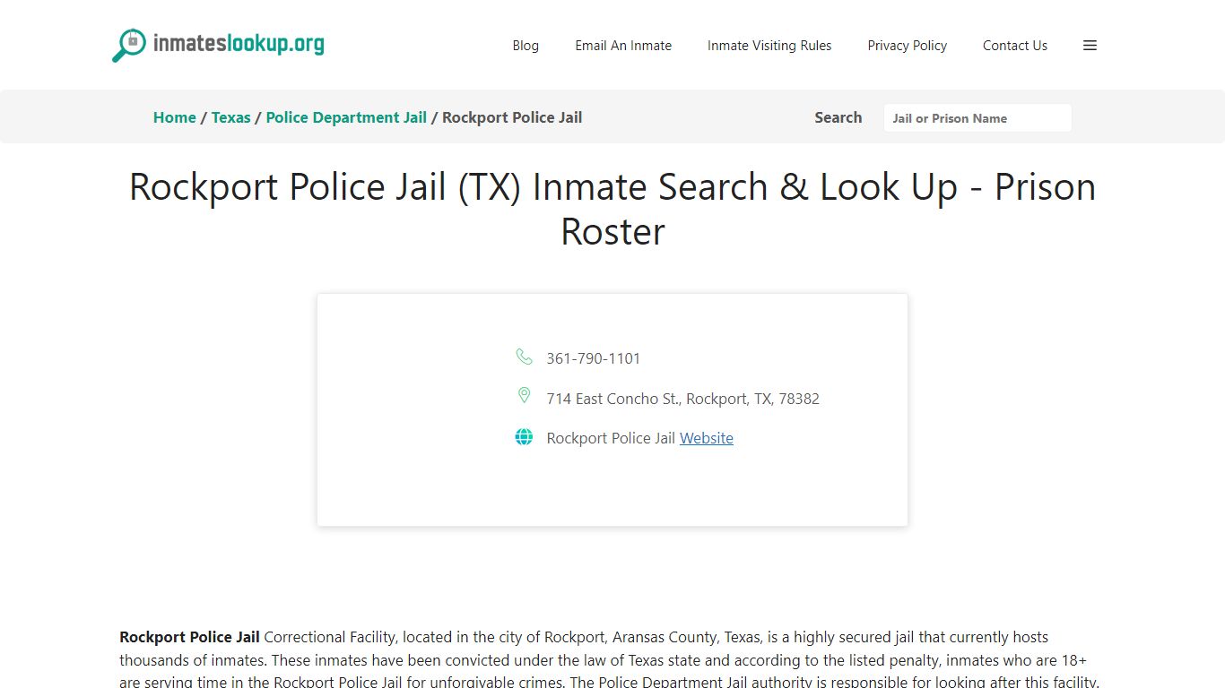 Rockport Police Jail (TX) Inmate Search & Look Up - Prison Roster