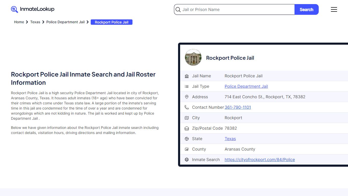 Rockport Police Jail Inmate Search - Rockport Texas - Inmate Lookup